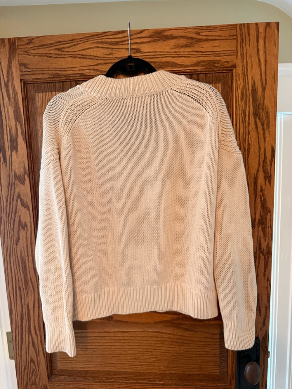 J. Crew Cotton Cream Relaxed V-neck sweater, size medium - Picture 5 of 9